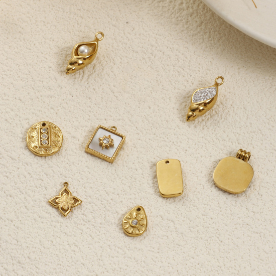 Picture of Eco-friendly PVD Vacuum Plating 304 Stainless Steel Charms 18K Real Gold Plated