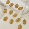 Picture of Eco-friendly PVD Vacuum Plating 304 Stainless Steel Charms 18K Real Gold Plated Oval Clear Cubic Zirconia 25mm x 13mm