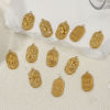 Picture of Eco-friendly PVD Vacuum Plating 304 Stainless Steel Charms 18K Real Gold Plated Oval Clear Cubic Zirconia 25mm x 13mm