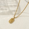 Picture of 18K Real Gold Plated Box Chain Oval Pendant Charm Necklace, 304 Stainless Steel 45cm(17.7") + 5cm(2"), Unisex, Clear Cubic Zirconia Exquisite Gift, Eco-friendly PVD Vacuum Plating