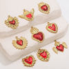 Picture of 1 Piece Eco-friendly PVD Vacuum Plating 304 Stainless Steel Pendant Charm Necklace 18K Gold Plated Red Heart Enamel