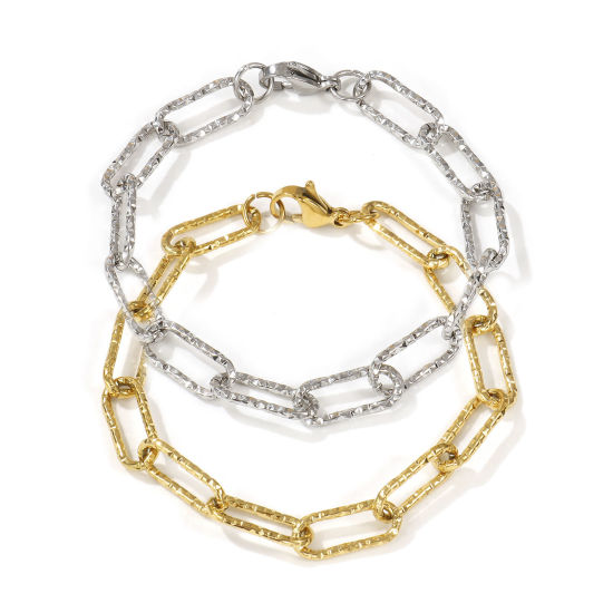 Image de Bracelets En Gros en 304 Acier Inoxydable, Chaîne de Trombone Respectueux de la Nature, Unisexe Élégant Minimaliste Cadeau Fournitures de Bijoux 1 Pièce