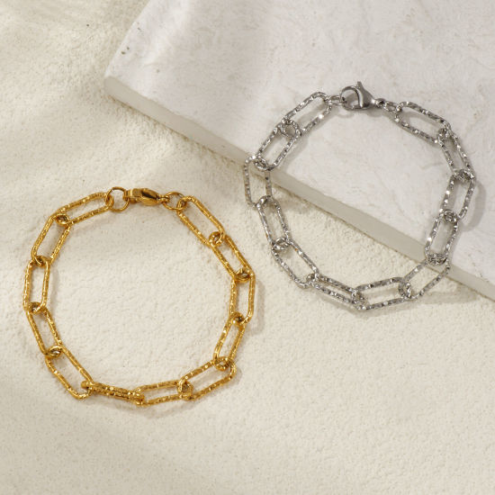 Image de Bracelets En Gros en 304 Acier Inoxydable, Chaîne de Trombone Respectueux de la Nature, Unisexe Élégant Minimaliste Cadeau Fournitures de Bijoux 1 Pièce