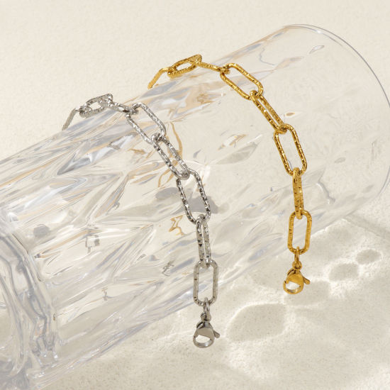 Image de Bracelets En Gros en 304 Acier Inoxydable, Chaîne de Trombone Respectueux de la Nature, Unisexe Élégant Minimaliste Cadeau Fournitures de Bijoux 1 Pièce