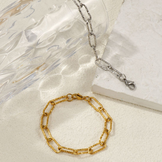 Image de Bracelets En Gros en 304 Acier Inoxydable, Chaîne de Trombone Respectueux de la Nature, Unisexe Élégant Minimaliste Cadeau Fournitures de Bijoux 1 Pièce