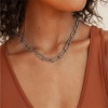 Picture of Wholesale Paperclip Link Chain Necklace, Multicolor 304 Stainless Steel, Unisex Eco-friendly Exquisite Minimalist Gift Jewelry For Retailer, 40cm(15.7") long, 1 Piece