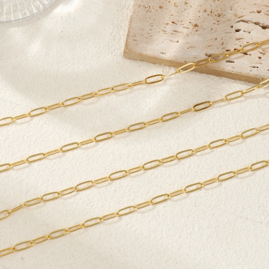 Image de 1 Pièce Colliers Chaîne de Trombone Exquis en Laiton Plaqué Or 18K