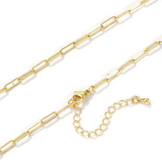 Image de 1 Pièce Colliers Chaîne de Trombone Exquis en Laiton Plaqué Or 18K