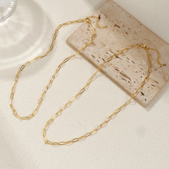Image de 1 Pièce Colliers Chaîne de Trombone Exquis en Laiton Plaqué Or 18K