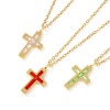 Picture of 18K Real Gold Plated Link Cable Chain Cross Pendant Charm Necklace, 304 Stainless Steel 45cm(17.7") + 5cm(2"), For Women, Birthstone Religious Eco-friendly PVD Vacuum Plating