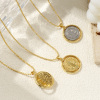 Picture of 18K Real Gold Plated Ball Chain St. Benedict Medal Pendant Charm Necklace, Brass 45cm(17.7") + 5cm(2"), For Women, Double-sided Rotatable, Exquisite Religious Eco-friendly