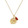 Picture of 18K Real Gold Plated Link Cable Chain Disc Pendant Charm Necklace, 304 Stainless Steel 45cm(17.7") + 5cm(2"), Constellation Birthstone Eco-friendly PVD Vacuum Plating