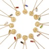 Picture of 18K Real Gold Plated Link Cable Chain Disc Pendant Charm Necklace, 304 Stainless Steel 45cm(17.7") + 5cm(2"), Constellation Birthstone Eco-friendly PVD Vacuum Plating