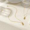 Picture of 18K Real Gold Plated Box Chain Rectangle Pendant Charm Necklace, Brass 45cm(17.7") + 5cm(2"), For Women, Message " A-Z " Minimalist Capital Alphabet Initial Letter Name Gift, Eco-friendly