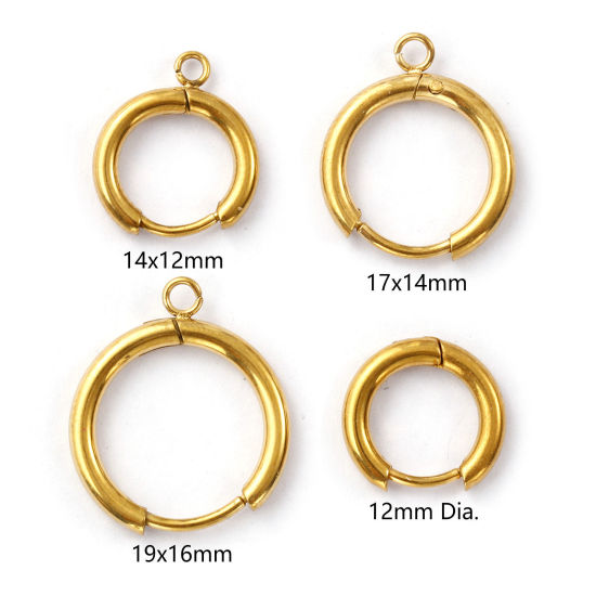 Picture of Eco-friendly PVD Vacuum Plating 304 Stainless Steel Hoop Earrings Round 18K Real Gold Plated