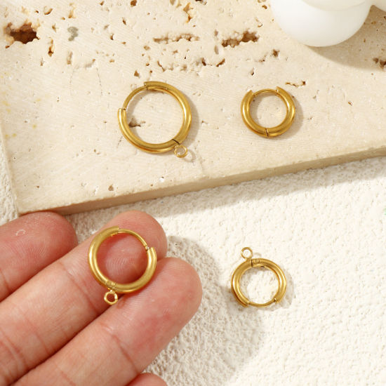 Picture of Eco-friendly PVD Vacuum Plating 304 Stainless Steel Hoop Earrings Round 18K Real Gold Plated