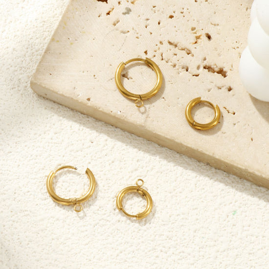 Picture of Eco-friendly PVD Vacuum Plating 304 Stainless Steel Hoop Earrings Round 18K Real Gold Plated