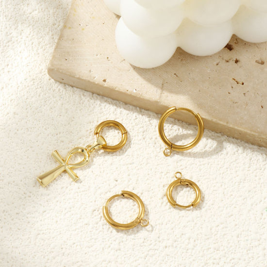 Picture of Eco-friendly PVD Vacuum Plating 304 Stainless Steel Hoop Earrings Round 18K Real Gold Plated