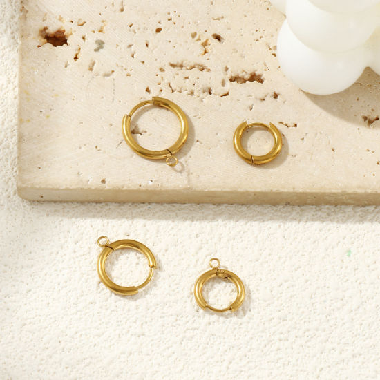 Picture of Eco-friendly PVD Vacuum Plating 304 Stainless Steel Hoop Earrings Round 18K Real Gold Plated