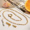 Picture of Wholesale With Spring Ring Clasp Link Chain Charm Holder Necklace, 18K Real Gold Plated 304 Stainless Steel, Eco-friendly PVD Vacuum Plating Exquisite Minimalist Gift Jewelry For Retailer