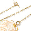 Picture of 18K Real Gold Plated Paperclip Link Chain Pendant Charm Necklace, 304 Stainless Steel & Natural Shell 45cm(17.7"), For Women, Natural Dainty Casual Gift, Eco-friendly PVD Vacuum Plating