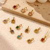 Picture of 1 Piece Eco-friendly PVD Vacuum Plating 304 Stainless Steel & Glass Birthstone Charms 18K Real Gold Plated Square Mini 12.5mm x 6mm