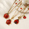 Picture of 18K Real Gold Plated Ladybug Animal Pendant Charm Necklace, 304 Stainless Steel For Women, Insect Natural Pastoral Gift, Eco-friendly PVD Vacuum Plating