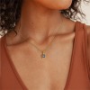 Picture of 18K Real Gold Plated Link Cable Chain Square Pendant Charm Necklace, 304 Stainless Steel & Cubic Zirconia 45cm(17.7") + 5cm(2"), For Women, Birthstone Exquisite Gift, Eco-friendly PVD Vacuum Plating