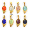 Picture of Eco-friendly PVD Vacuum Plating 304 Stainless Steel Charm Pendant 18K Real Gold Plated Drop Cat's Eye Imitation 28mm x 11mm