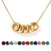 Picture of 18K Real Gold Plated Square Snake Chain Circle Ring Pendant Charm Necklace, 304 Stainless Steel & Cubic Zirconia 45cm(17.7") + 5cm(2"), For Women, Birthstone Stylish Gift, Eco-friendly PVD Vacuum Plating