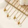 Picture of 18K Real Gold Plated Square Snake Chain Circle Ring Pendant Charm Necklace, 304 Stainless Steel & Cubic Zirconia 45cm(17.7") + 5cm(2"), For Women, Birthstone Stylish Gift, Eco-friendly PVD Vacuum Plating