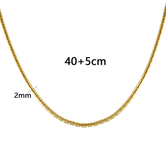 1 本 リアルゴールドメッキ デザインチェーン ネックレス、 真鍮 40cm + 5cm、 女性のため、 ミニマリスト 素敵 プレゼント、 エコフレンドリー、 の画像