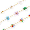 Picture of 18K Real Gold Plated Link Cable Chain Flower Beaded Necklace, 304 Stainless Steel 40cm(15.7") + 5cm(2"), For Women, Multicolor Sweet & Cute Exquisite Gift, Eco-friendly PVD Vacuum Plating
