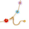 Picture of 18K Real Gold Plated Link Cable Chain Flower Beaded Necklace, 304 Stainless Steel 40cm(15.7") + 5cm(2"), For Women, Multicolor Sweet & Cute Exquisite Gift, Eco-friendly PVD Vacuum Plating
