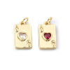 Picture of Eco-friendly Brass & Cubic Zirconia Poker/ Paper Card/ Game Card Charms 18K Real Gold Plated Poker Card Heart 19mm x 9mm