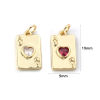 Picture of Eco-friendly Brass & Cubic Zirconia Poker/ Paper Card/ Game Card Charms 18K Real Gold Plated Poker Card Heart 19mm x 9mm