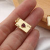 Picture of Eco-friendly Brass & Cubic Zirconia Poker/ Paper Card/ Game Card Charms 18K Real Gold Plated Poker Card Heart 19mm x 9mm