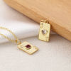 Picture of Eco-friendly Brass & Cubic Zirconia Poker/ Paper Card/ Game Card Charms 18K Real Gold Plated Poker Card Heart 19mm x 9mm