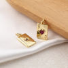 Picture of Eco-friendly Brass & Cubic Zirconia Poker/ Paper Card/ Game Card Charms 18K Real Gold Plated Poker Card Heart 19mm x 9mm