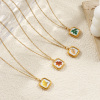 Picture of 18K Real Gold Plated Link Cable Chain Octagon Pendant Charm Necklace, 304 Stainless Steel 45cm(17.7") + 5cm(2"), For Women, Leaf Printed, Exquisite Natural Pastoral Gift, Eco-friendly PVD Vacuum Plating