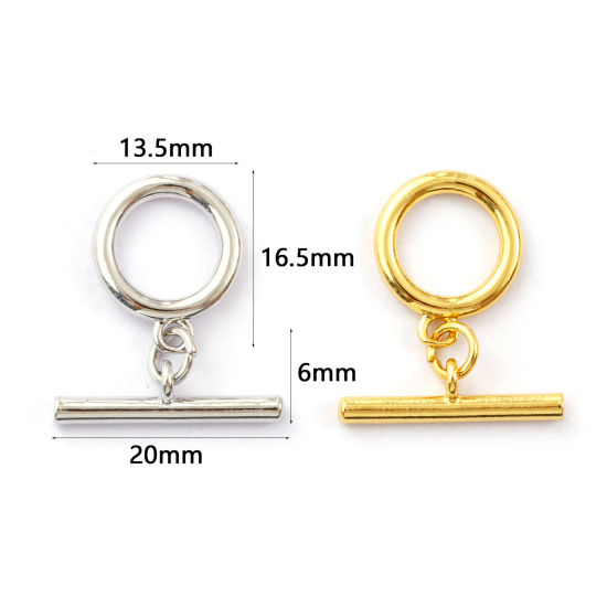 Image de 5 Kits Fermoir Toggle en Laiton Respectueux de la Nature Annulaire Plaqué Or Véritable
