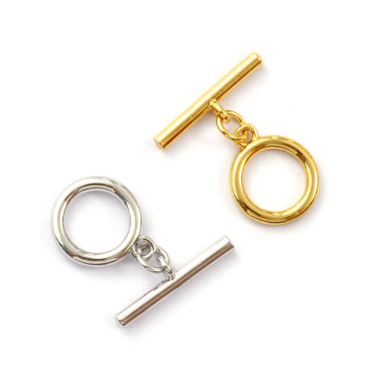 Image de 5 Kits Fermoir Toggle en Laiton Respectueux de la Nature Annulaire Plaqué Or Véritable