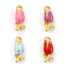Picture of Eco-friendly PVD Vacuum Plating 304 Stainless Steel Charms 18K Gold Plated Enamel Tulip Flower 3D 20mm x 8mm