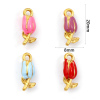Picture of Eco-friendly PVD Vacuum Plating 304 Stainless Steel Charms 18K Gold Plated Enamel Tulip Flower 3D 20mm x 8mm