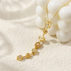 Picture of 18K Real Gold Plated Link Cable Chain Pendant Charm Necklace, Brass & Cubic Zirconia For Women, Stylish Exquisite Gift, Eco-friendly