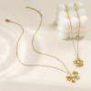 Picture of 18K Real Gold Plated Link Cable Chain Pendant Charm Necklace, 304 Stainless Steel & Natural Pearl 45cm(17.7") + 5cm(2"), For Women, White Exquisite Stylish Gift, Eco-friendly PVD Vacuum Plating