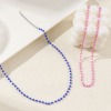 Picture of Wholesale Beaded Chain Necklace, Silver Tone 304 Stainless Steel & Glass, Unisex Eco-friendly Simple Birthstone Gift Jewelry For Retailer, 38cm(15") + 5cm(2") long, 1 Piece
