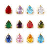 Picture of Eco-friendly PVD Vacuum Plating 304 Stainless Steel & Cubic Zirconia Birthstone Charms 18K Real Gold Plated Drop Mini 9mm x 6mm