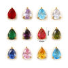 Picture of Eco-friendly PVD Vacuum Plating 304 Stainless Steel & Cubic Zirconia Birthstone Charms 18K Real Gold Plated Drop Mini 9mm x 6mm