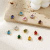 Picture of Eco-friendly PVD Vacuum Plating 304 Stainless Steel & Cubic Zirconia Birthstone Charms 18K Real Gold Plated Drop Mini 9mm x 6mm